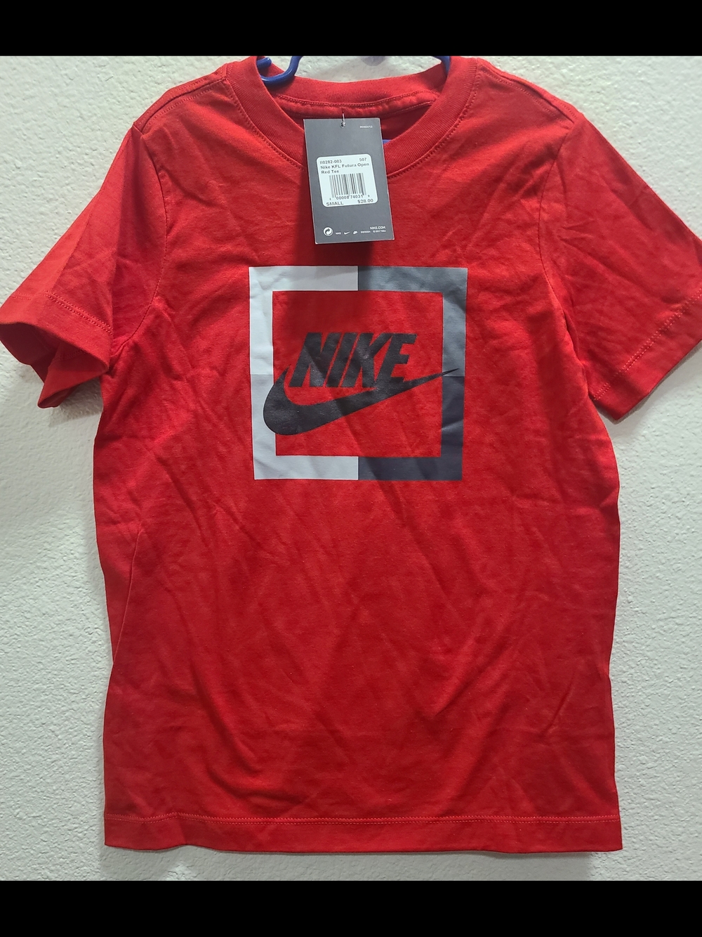Nike Red Short Sleeve Tee with Black Logo Square